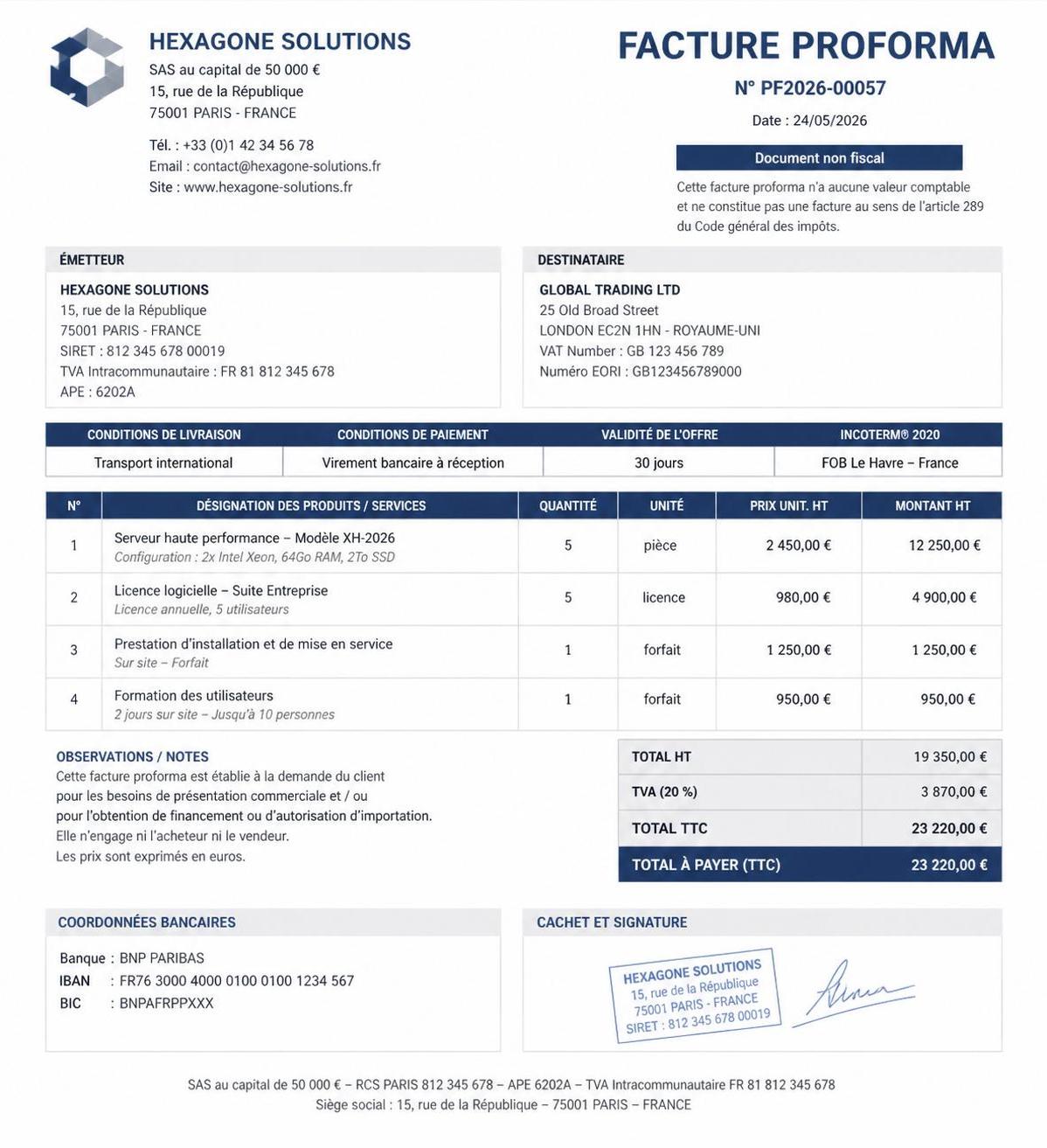 découvrez à quoi ressemble une facture proforma conforme aux normes fiscales, avec un exemple clair pour vous guider dans sa rédaction et son utilisation professionnelle.
