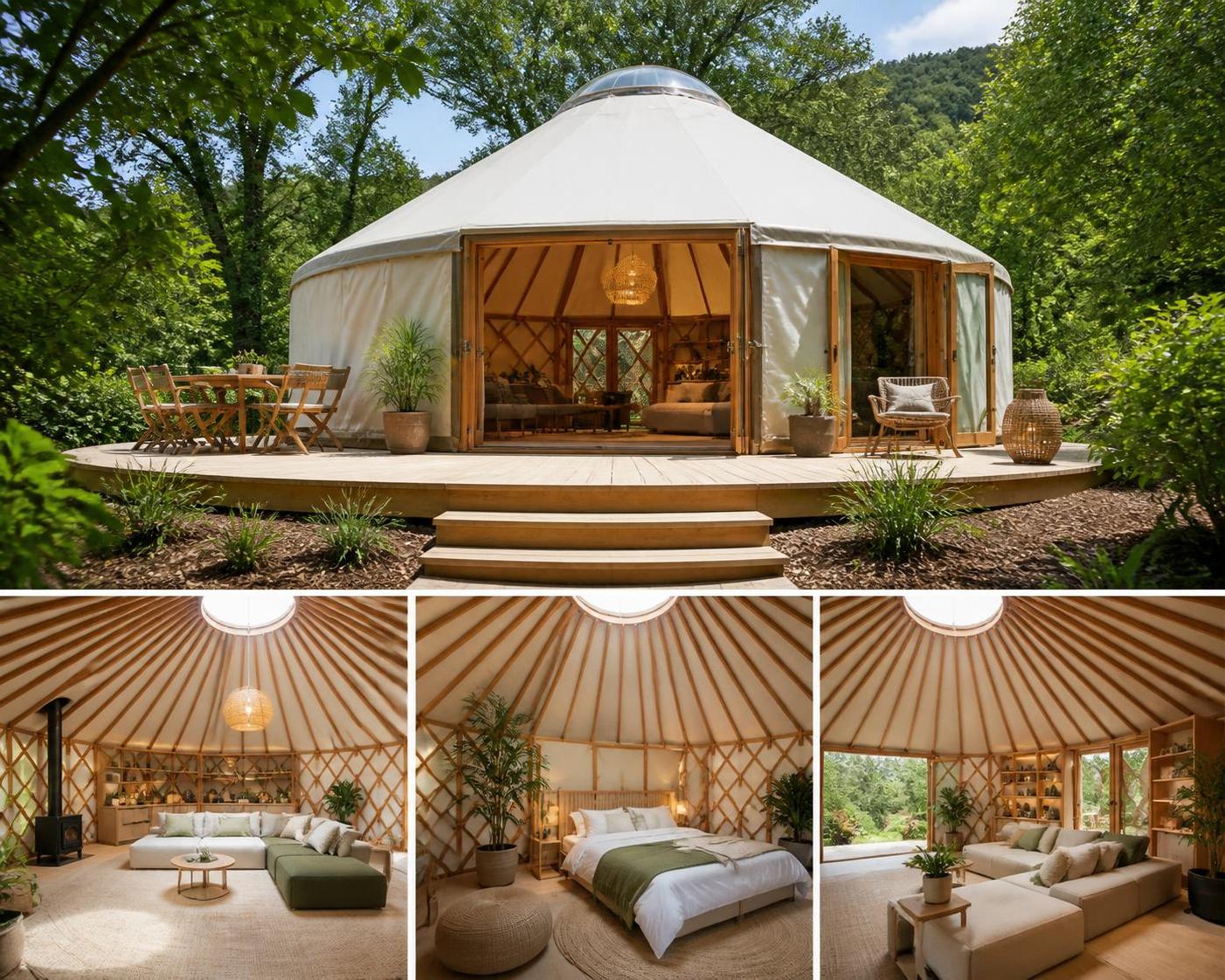 découvrez la yourte clé en main, une solution d'habitat bohème idéale pour investir sans tracas ni surprise. profitez d'un cadre de vie original, confortable et prêt à emménager.